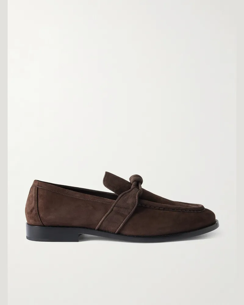Bottega Veneta Astaire Knotted Suede Loafers Brown