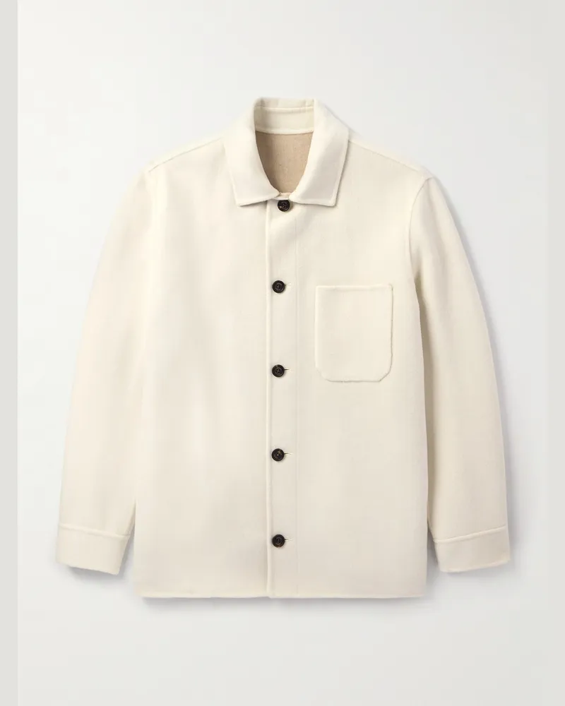 Eleventy Schmal geschnittene Hemdjacke aus einer Mischung aus Wolle, Kaschmir und Seide Neutral