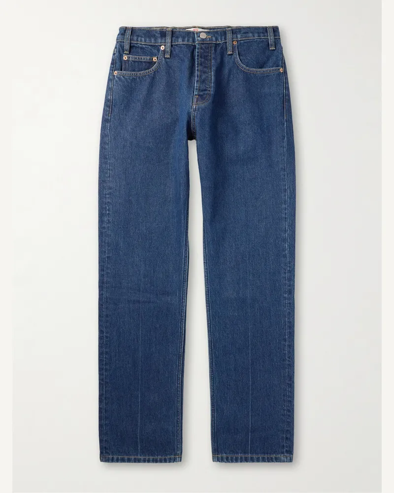 Cherry Los Angeles Straight-Leg Logo-Embroidered Jeans Blue