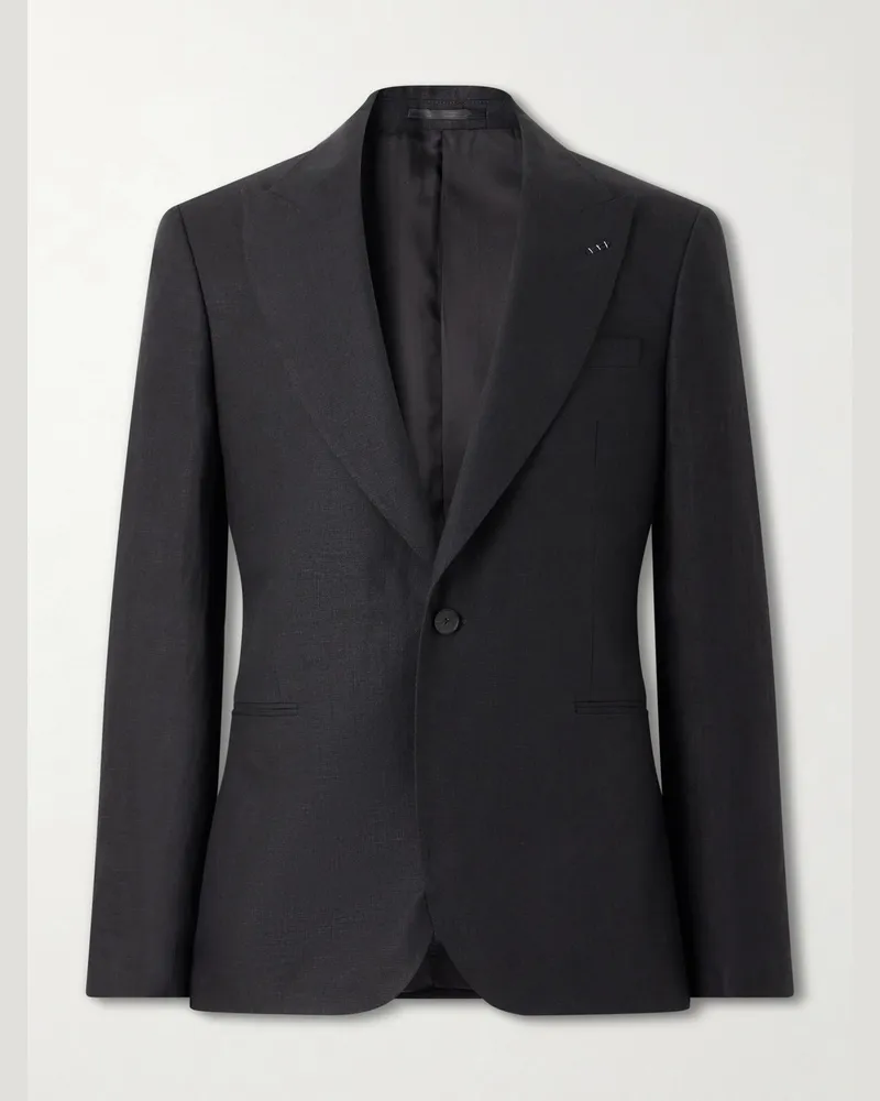MR P. Slim-Fit Linen Tuxedo Jacket Black