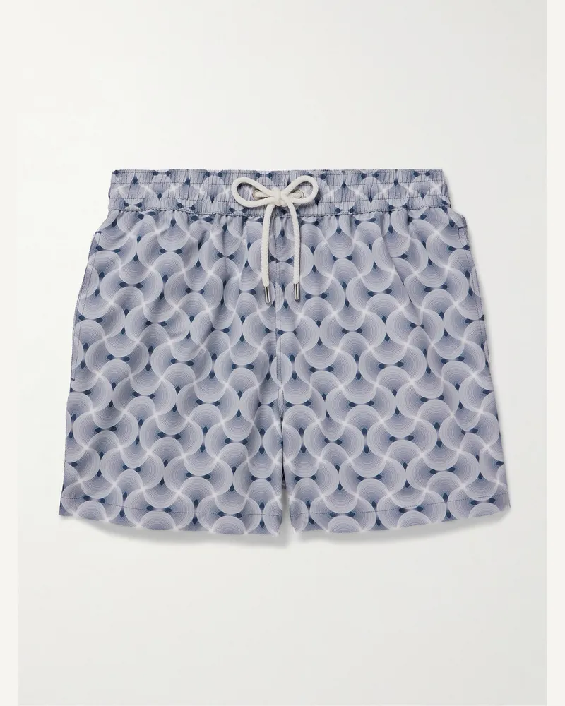 Frescobol Carioca Rio Straight-Leg Mid-Length Recycled Swim Shorts Blue