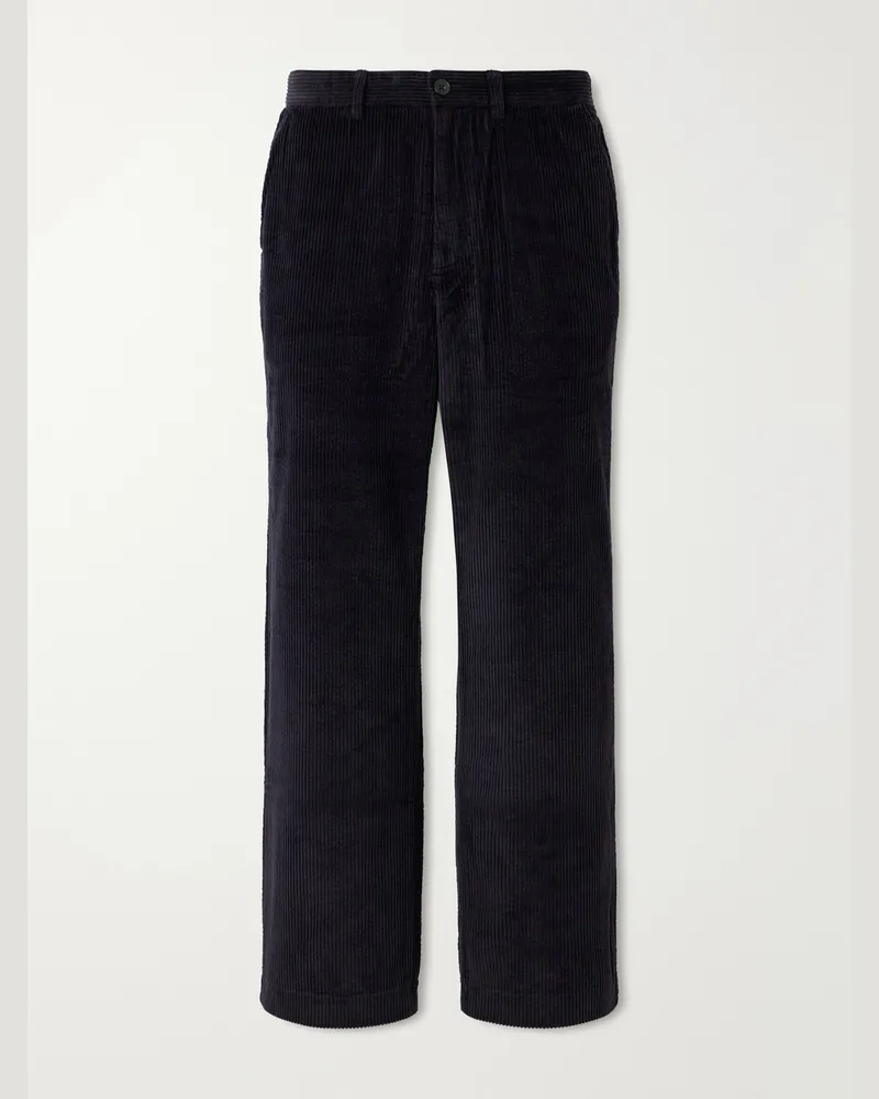 Aimé Leon Dore Wide-Leg Cotton-Corduroy Trousers Black