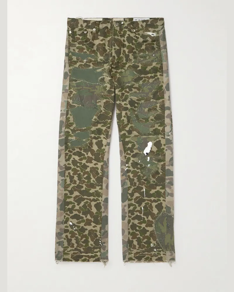 GALLERY DEPT. Venura gerade geschnittene Hose aus Baumwoll-Canvas mit Camouflage-Print in Patchwork-Optik Grün
