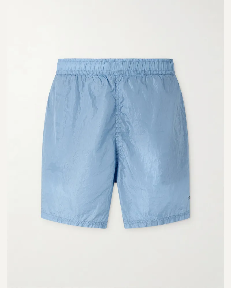 Stone Island Straight-Leg Mid-Length Water Reactive Camo Shell Swim Shorts Blue