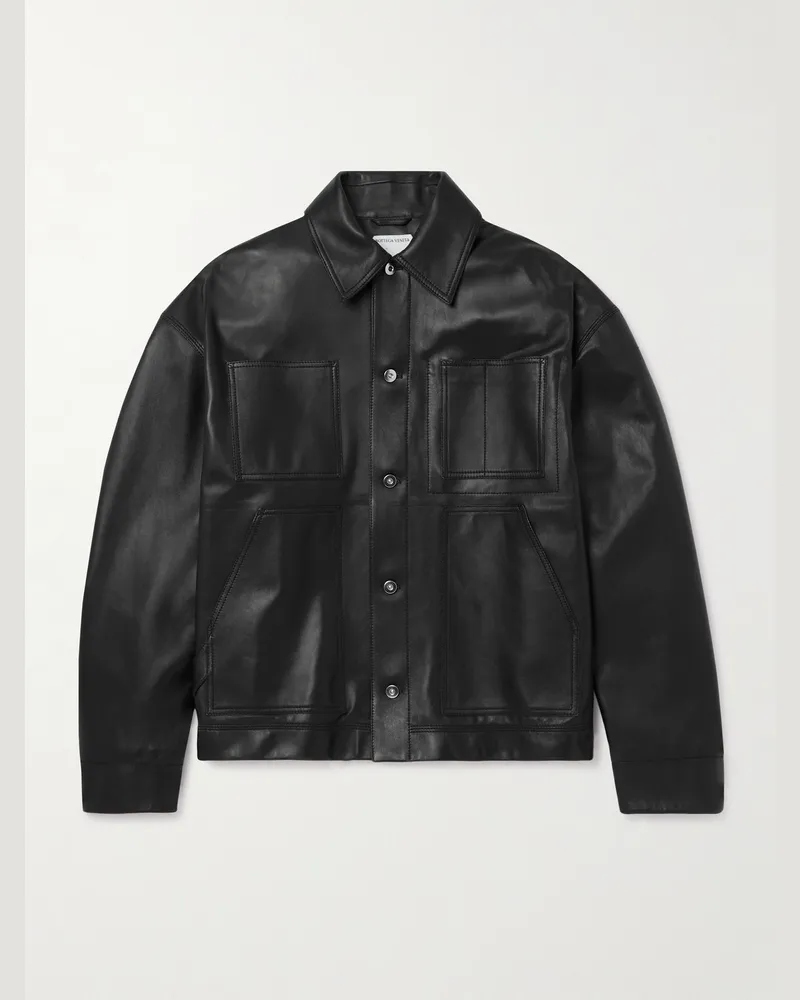 Bottega Veneta Panelled Leather Jacket Black