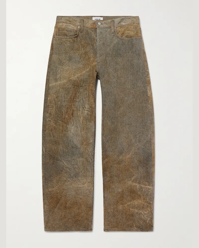 AGOLDE Afton gerade geschnittene Stonewashed-Jeans Braun