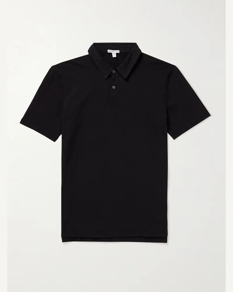 James Perse Polohemd mit schmaler Passform aus Supima®-Baumwoll-Jersey Schwarz