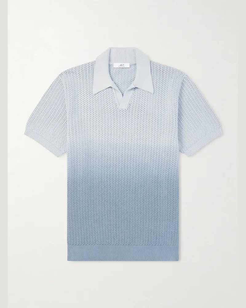 MR P. Open-Collar Knitted Organic Cotton Polo Shirt Blue