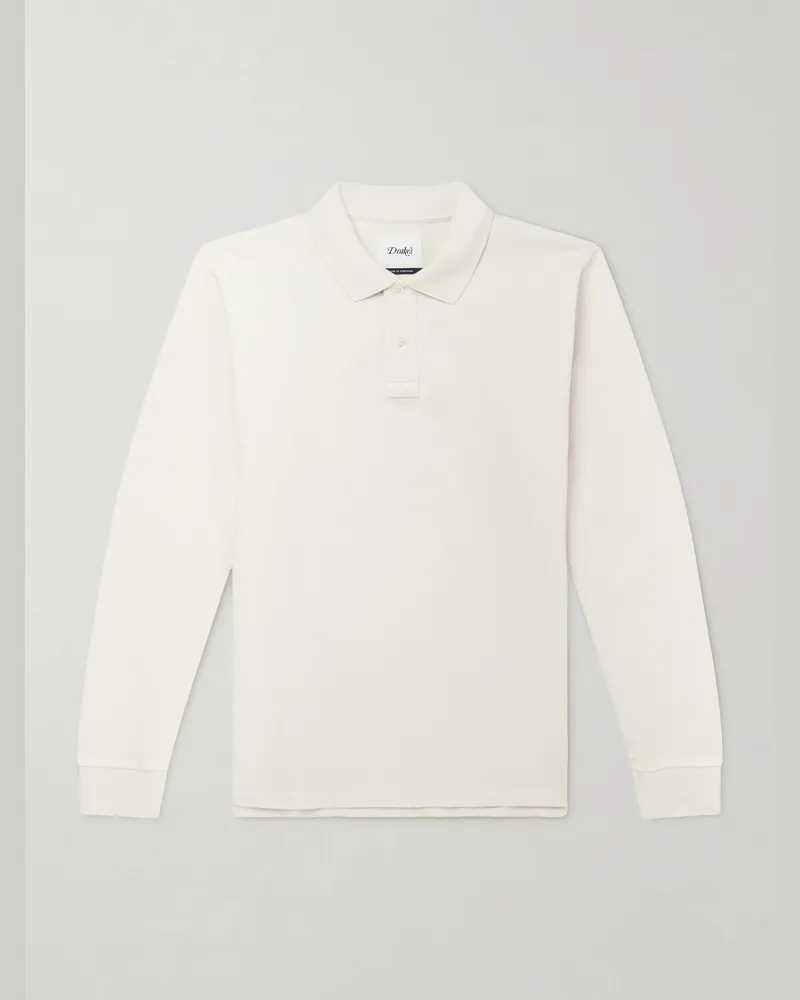 Drake's Cotton-Piqué Polo Shirt Neutrals
