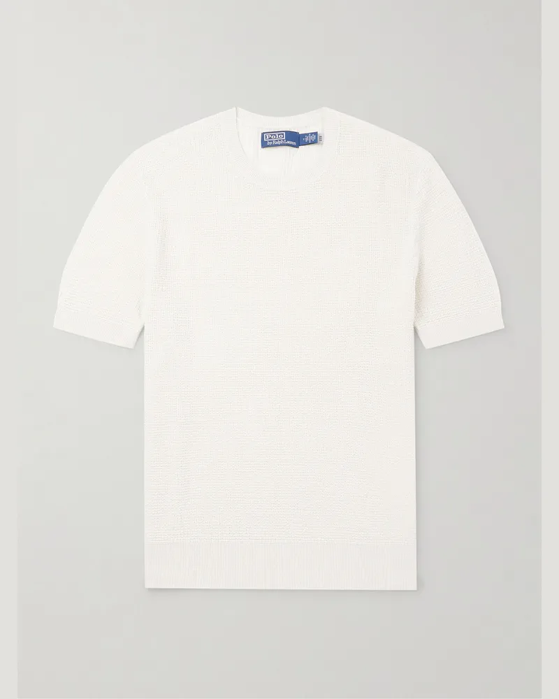 Ralph Lauren T-Shirt aus Leinen in Waffelstrick Neutral