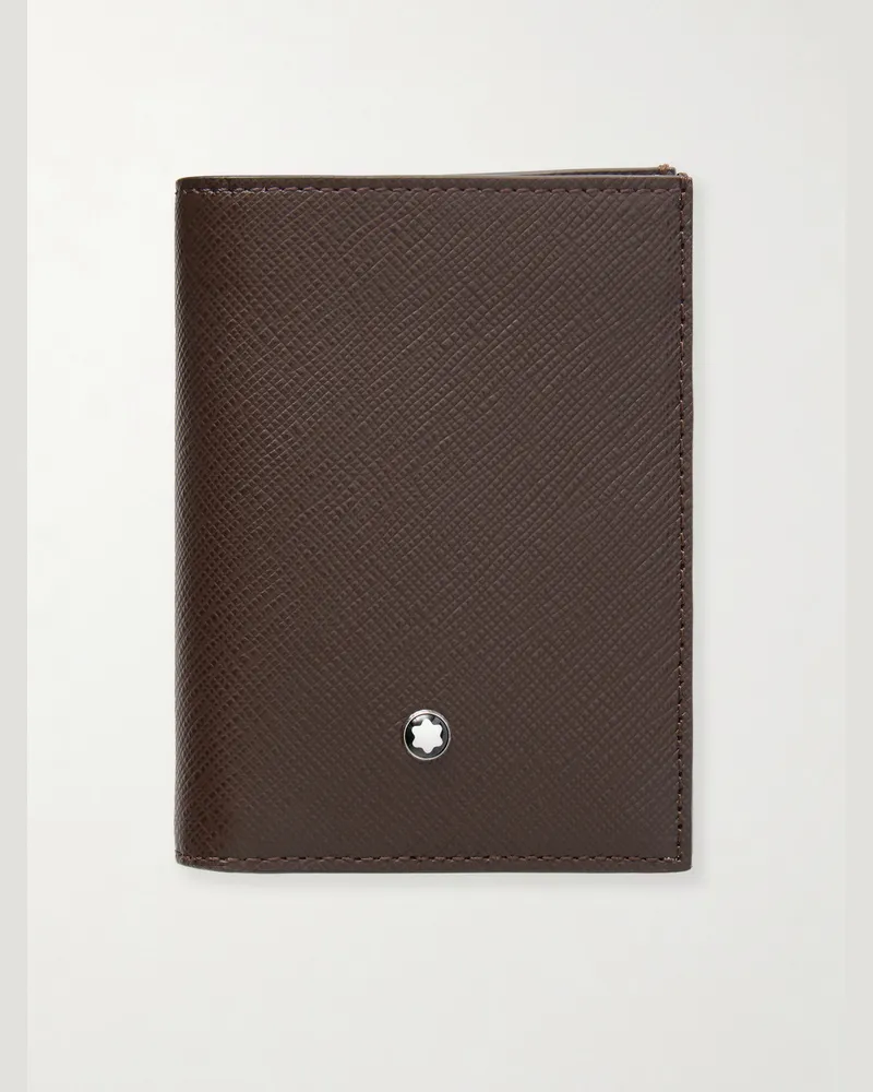 Montblanc Cross-Grain Leather Billfold Wallet Brown