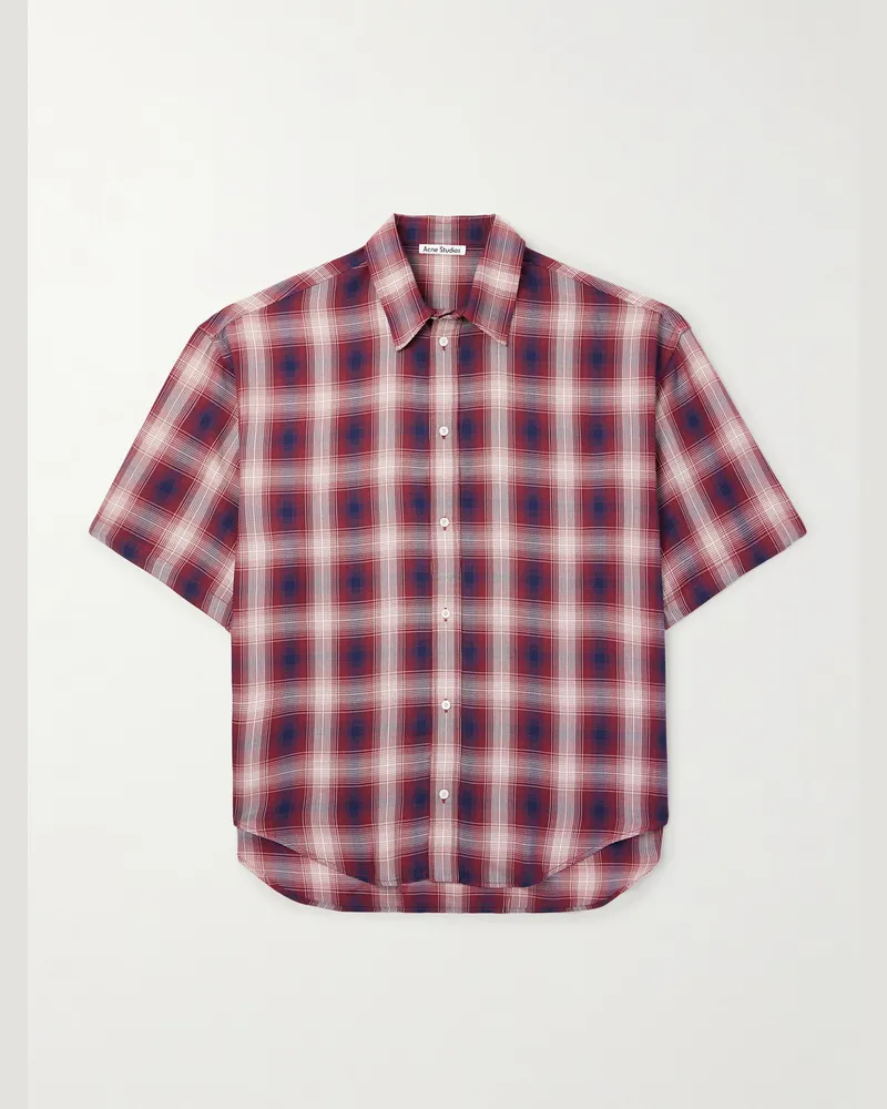 Acne Studios Kariertes Oversized-Hemd aus Webstoff Rot