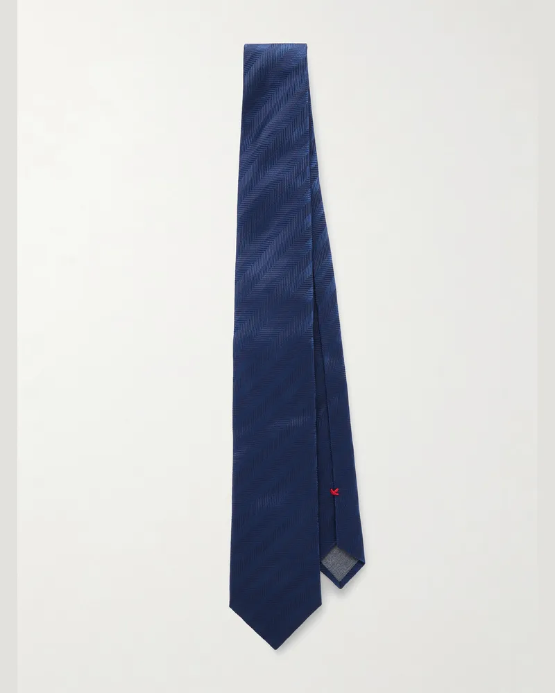 Brunello Cucinelli 8cm Striped Silk-Jacquard Tie Blue
