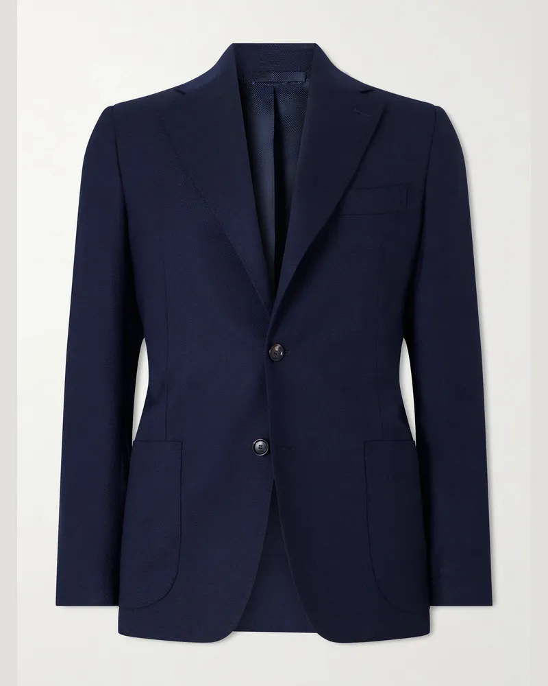 De Petrillo Wool-Hopsack Blazer Blue