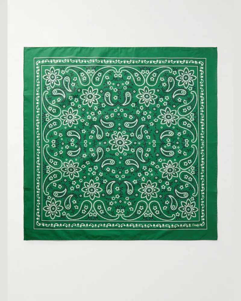 Drake's Tuch aus Baumwolle mit Paisley-Print Grün