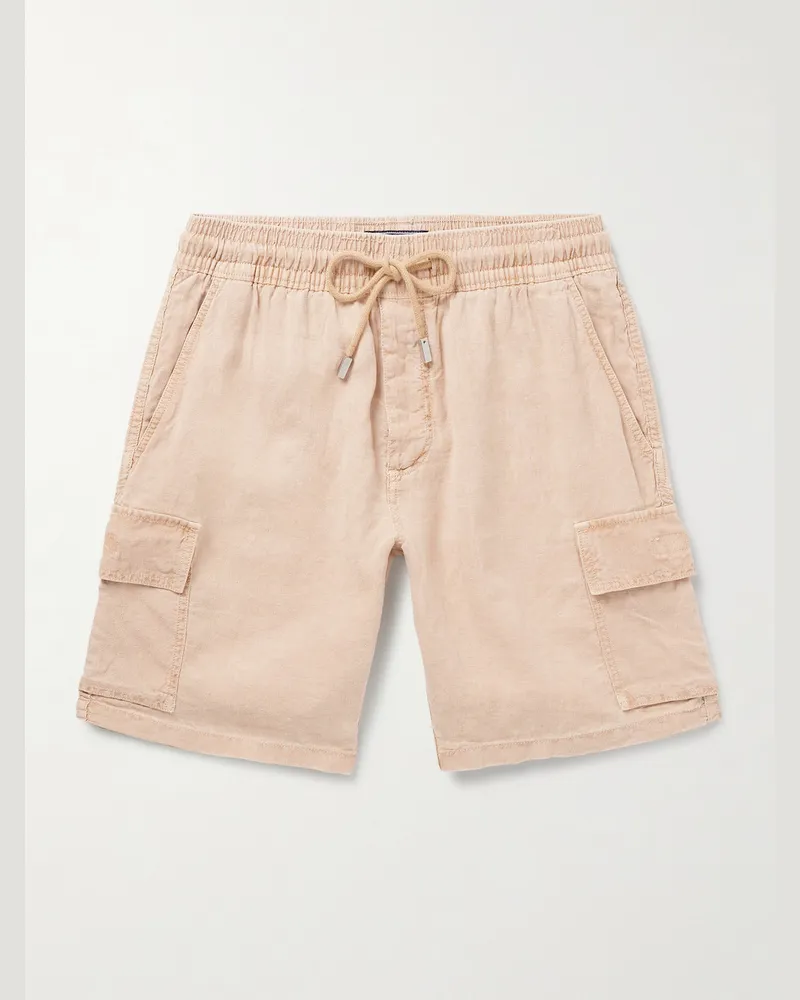 Vilebrequin Baie gerade geschnittene Cargoshorts aus Leinen mit Kordelzug Braun