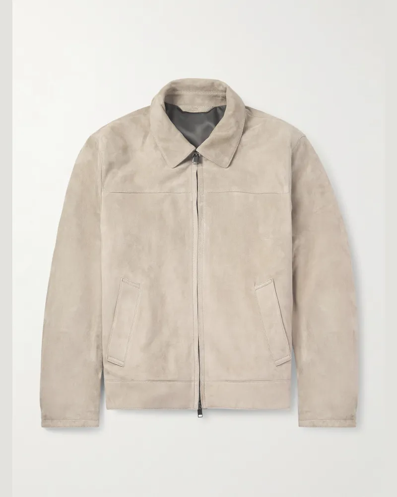 Brioni Blouson aus Veloursleder Neutral