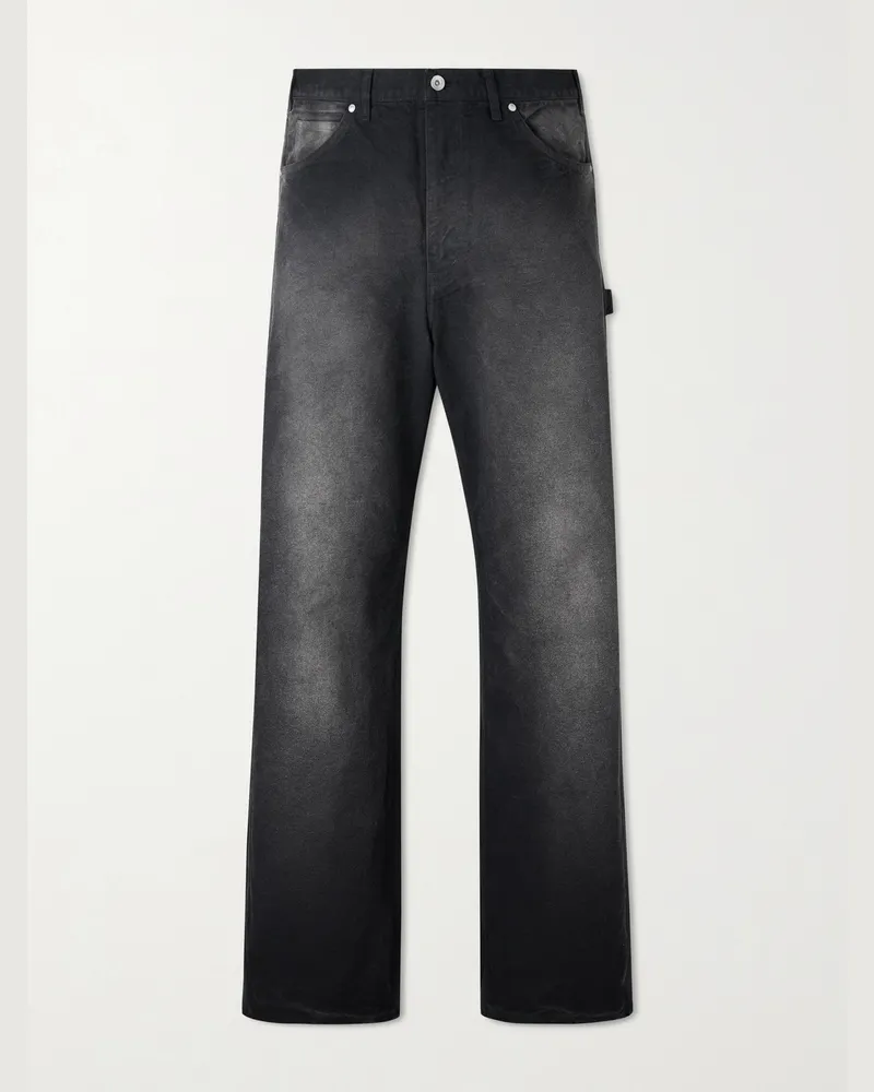 AURALEE Straight-Leg Cotton Trousers Black
