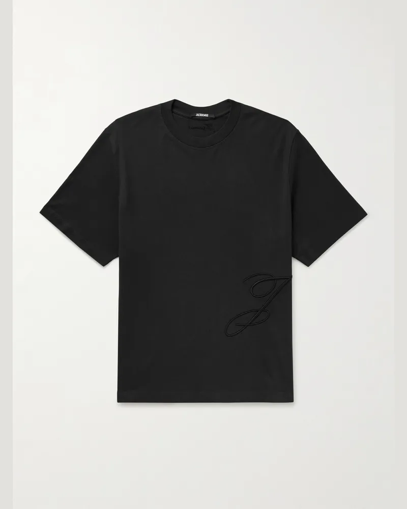 Jacquemus T-Shirt aus Baumwoll-Jersey mit Logostickerei Blau