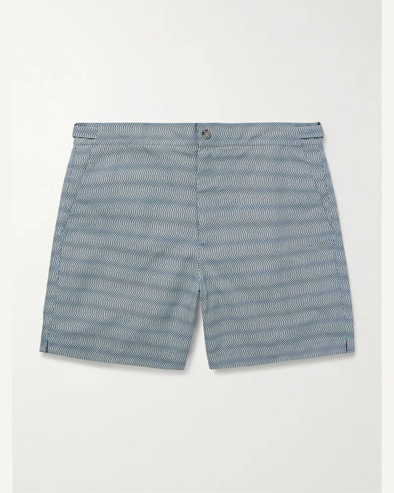 Frescobol Carioca Rio gerade geschnittene mittellange Badeshorts aus recyceltem Material Blau
