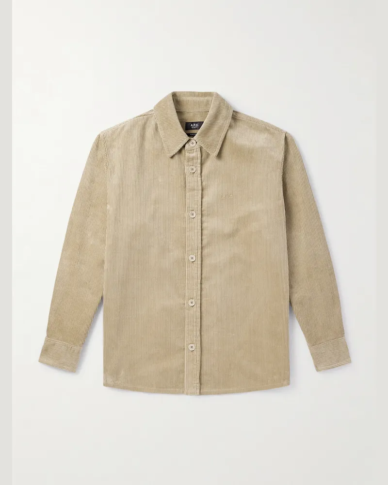 A.P.C. Bobby Hemdjacke aus Baumwollcord mit Logostickerei Neutral