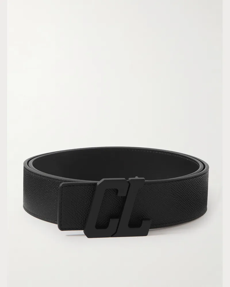 Christian Louboutin Happy Rui 4.5cm Full-Grain Leather Belt Black