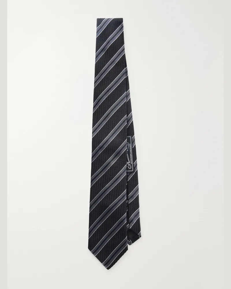 Mfpen Banquet Krawatte aus gestreiftem Seiden-Jacquard, 7 cm Grau