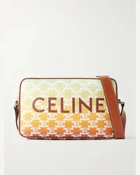 Celine Triomphe Umhängetasche aus beschichtetem Canvas mit Logoprint und Lederbesatz Gelb