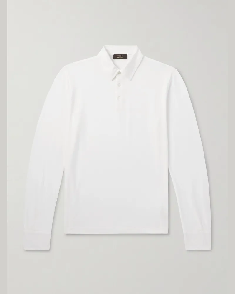 Slowear Incotex Zanone Slim-Fit IceCotton Piqué Polo Shirt White