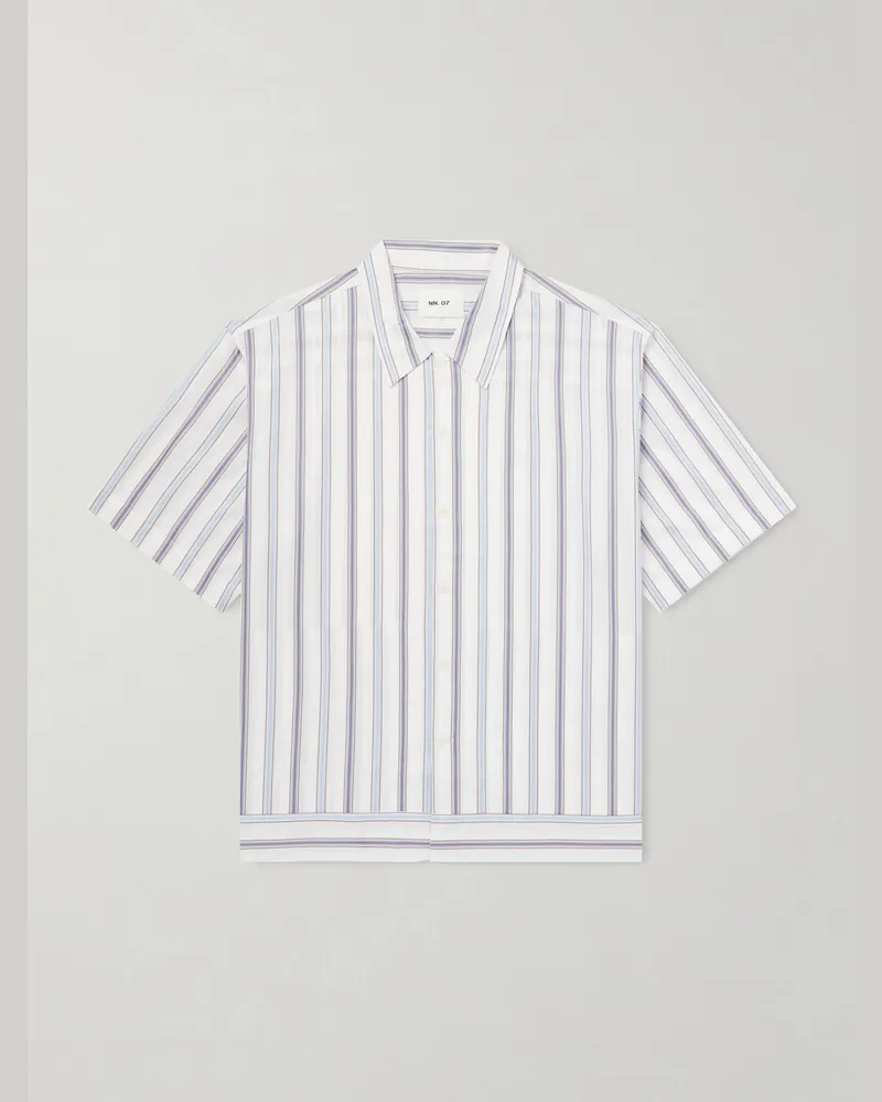 NN 07 Striped Cotton-Poplin Shirt Blue