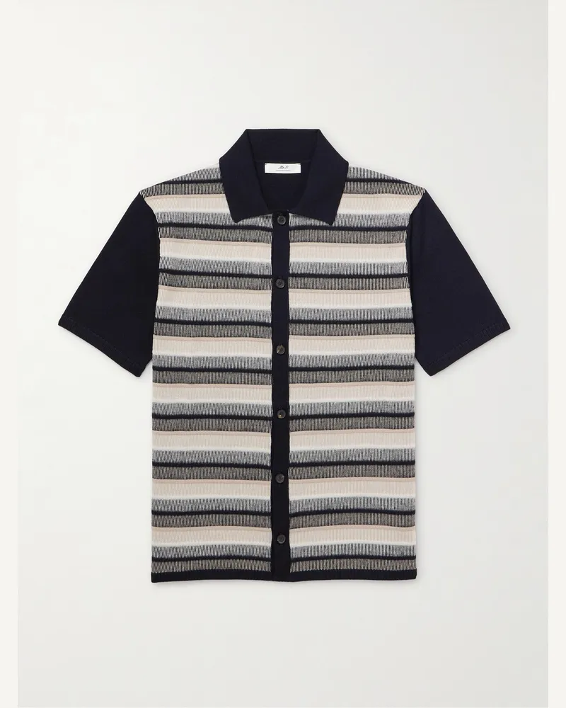 MR P. Jude Striped Merino Wool Shirt Black