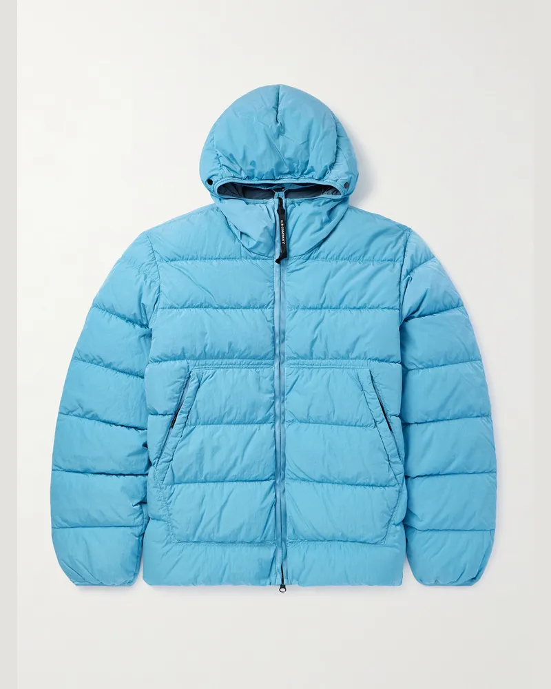 C.P. Company Wattierte Daunenjacke aus recyceltem „Chrome-R“-Shell mit Kapuze Blau