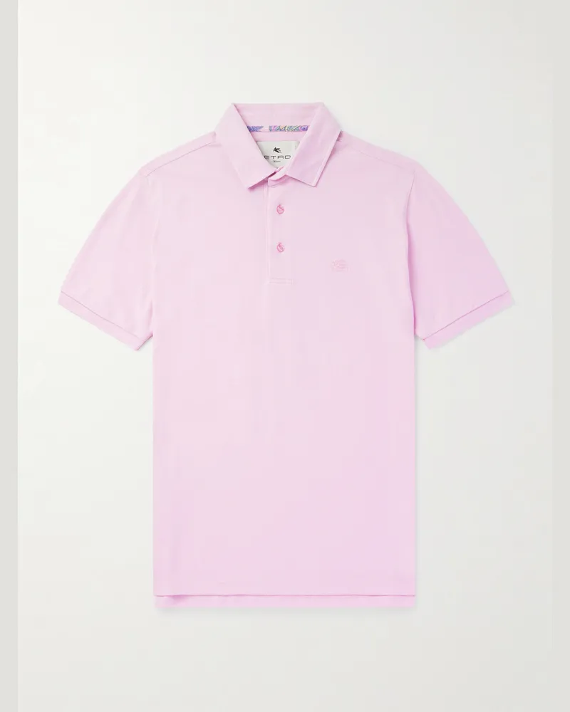 Etro Polohemd aus Baumwoll-Piqué mit Logostickerei Pink