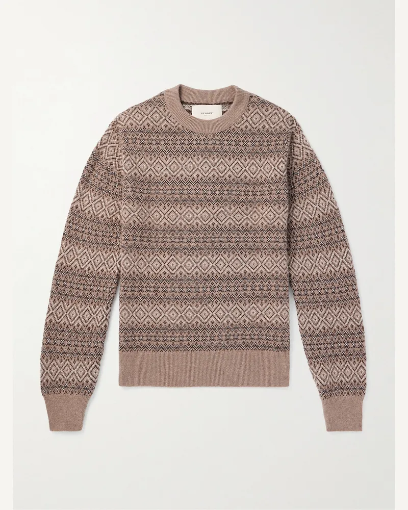 PURDEY Kirk Pullover aus Kaschmir mit Fair-Isle-Muster Braun