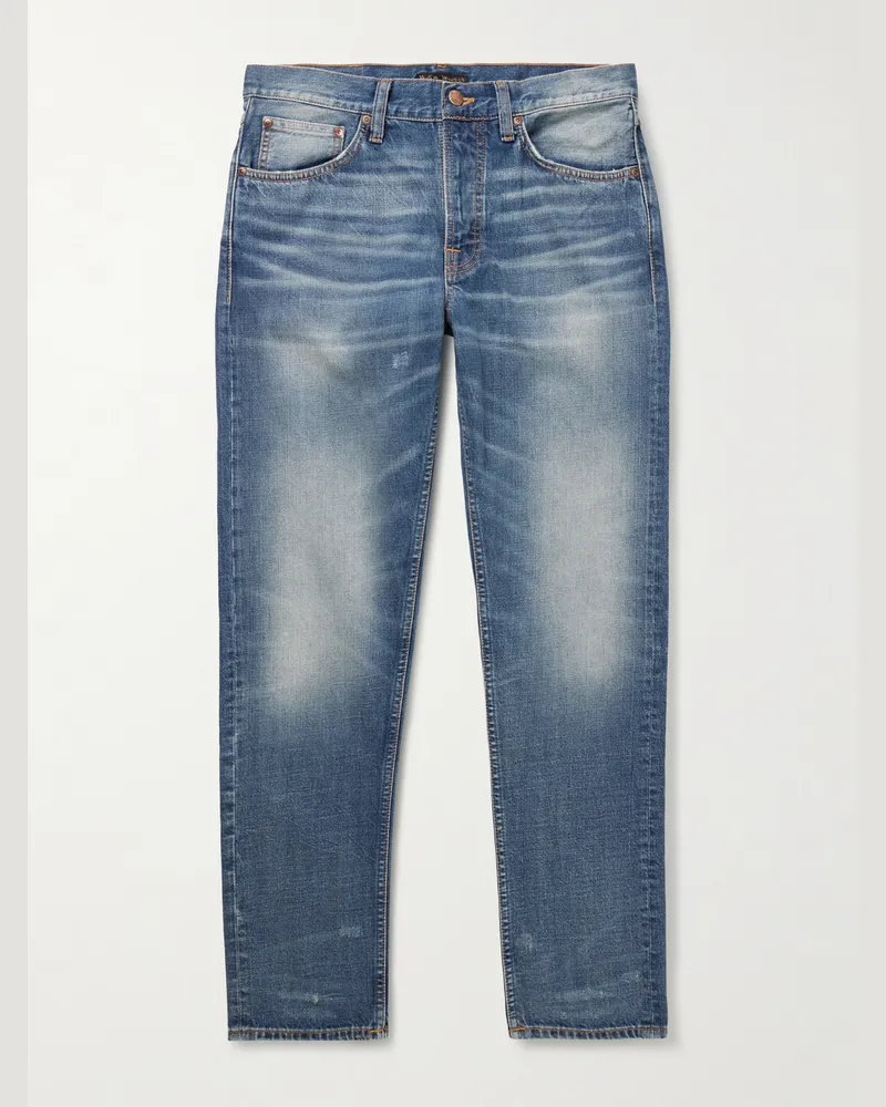 Nudie Jeans Steady Eddie II schmal geschnittene Jeans Blau