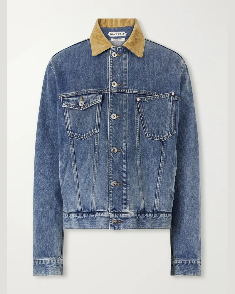 J.W.Anderson Corduroy-Trimmed Denim Jacket Blue