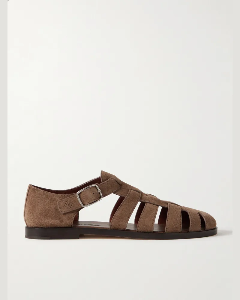 Loro Piana Maxime Walk Sandalen aus Veloursleder Braun