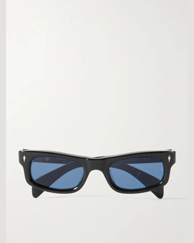Jacques Marie Mage Initials Sonnenbrille mit rechteckigem Rahmen aus Azetat Schwarz