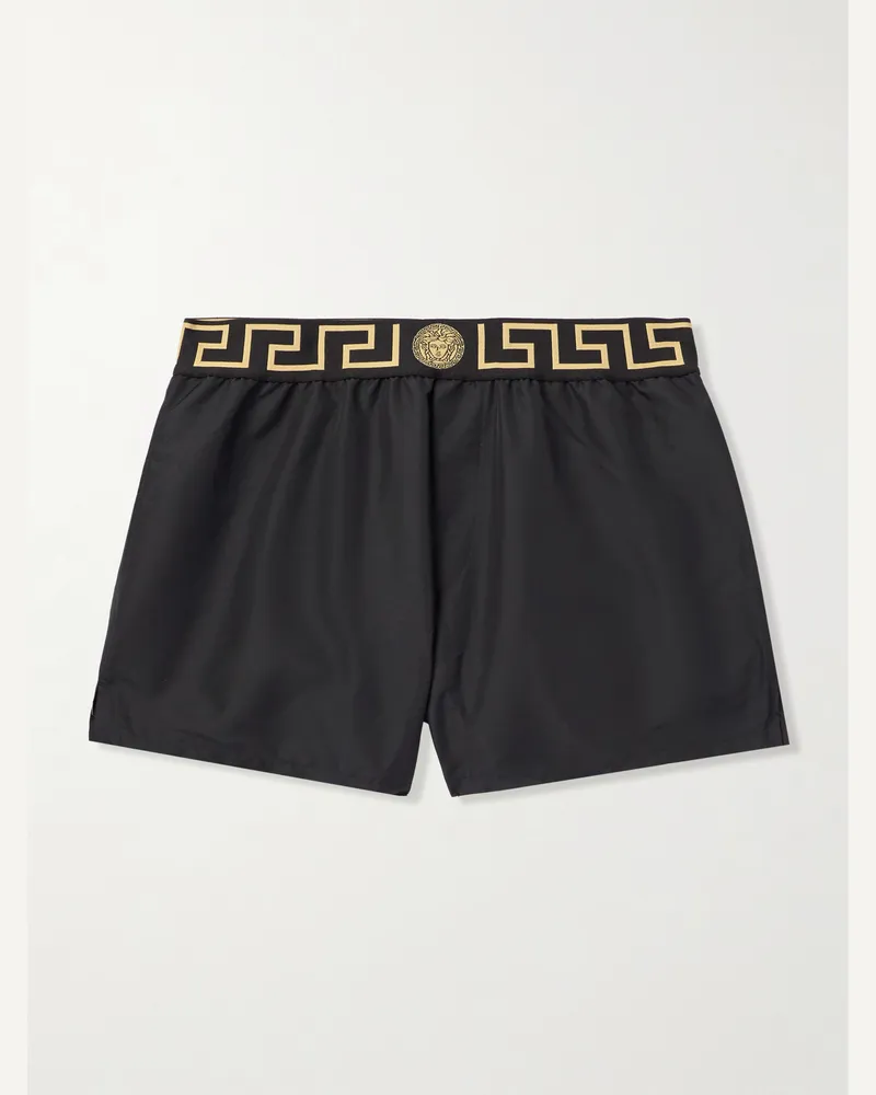 Versace Gerade geschnittene kurze Badeshorts Schwarz