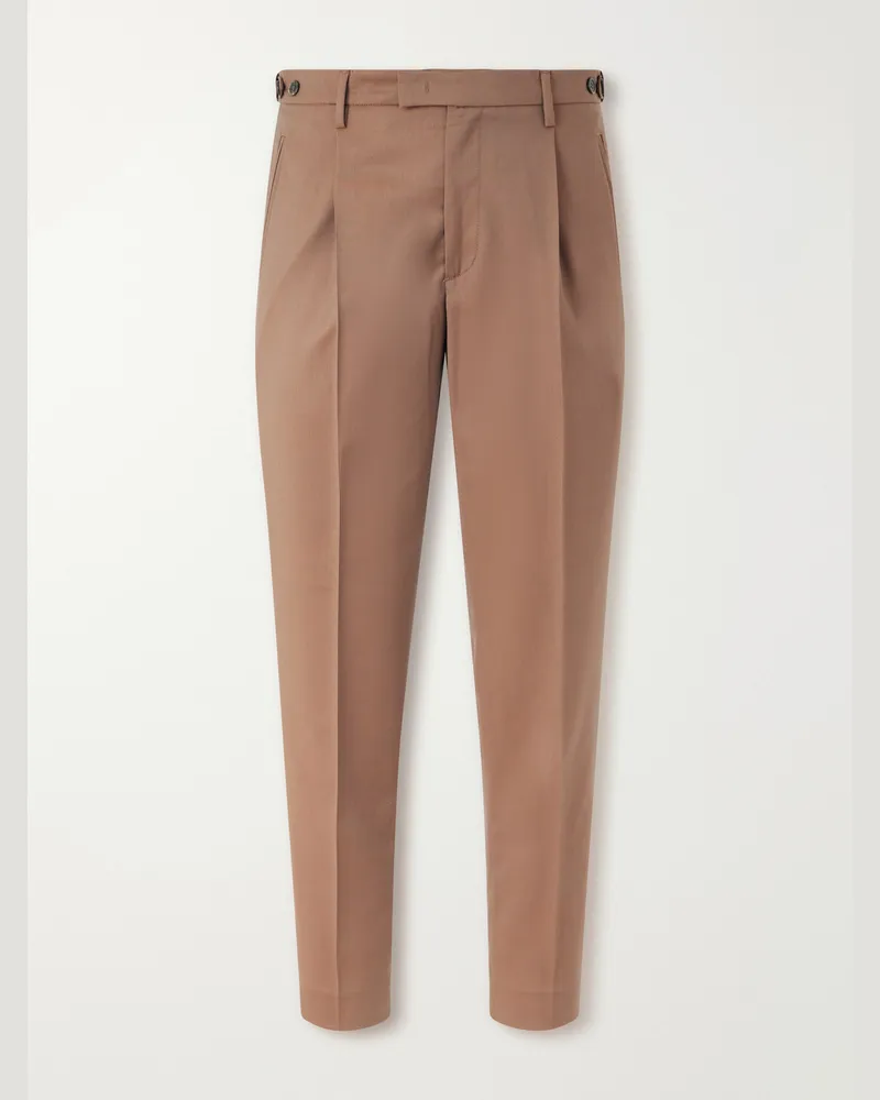 BARENA Straight-Leg Pleated Virgin Wool Suit Trousers Brown