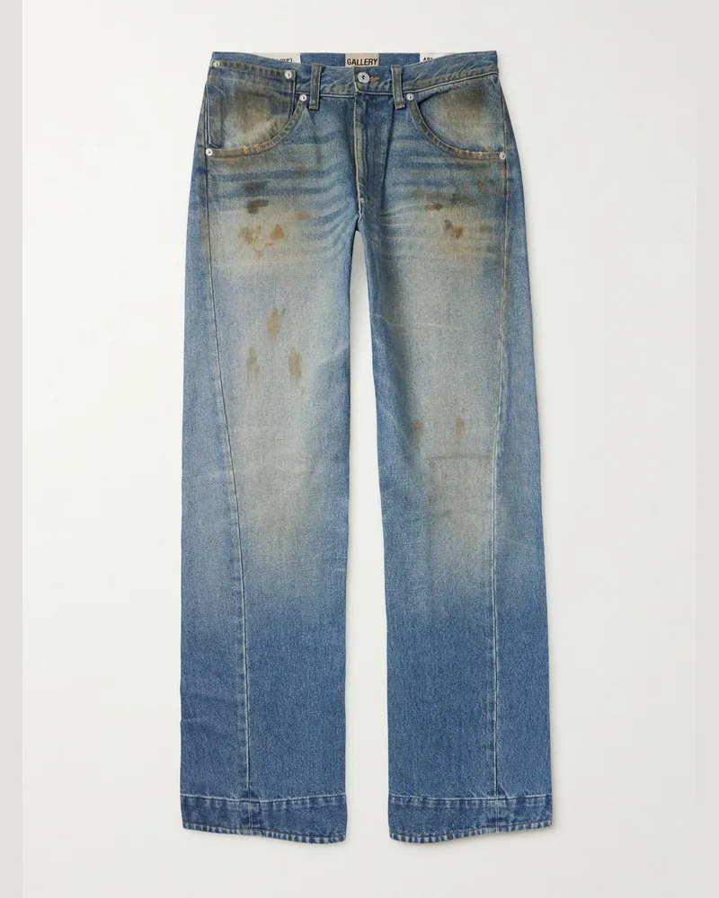 GALLERY DEPT. Zip gerade geschnittene Jeans in Distressed-Optik Blau