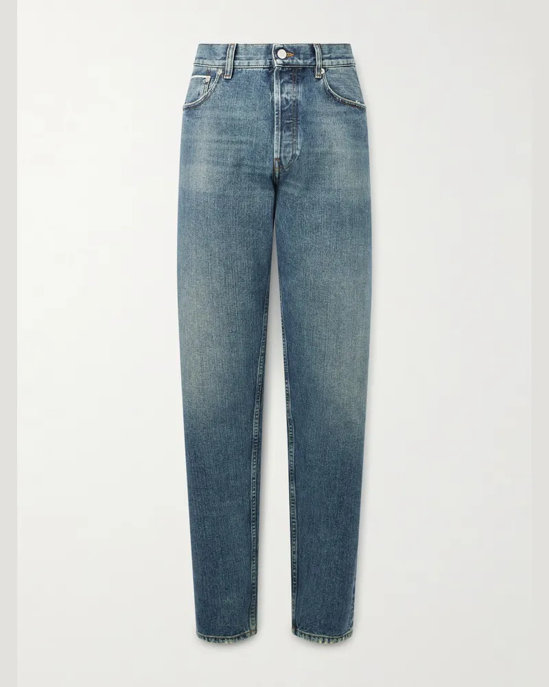 Thom Sweeney Gerade geschnittene Jeans mit Distressed-Details Blau