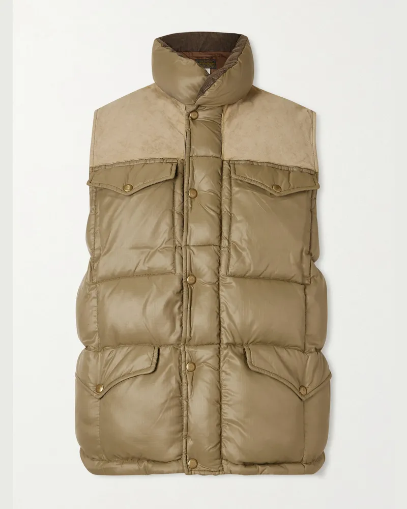 RRL Weste aus Shell mit Velourslederbesatz Grün