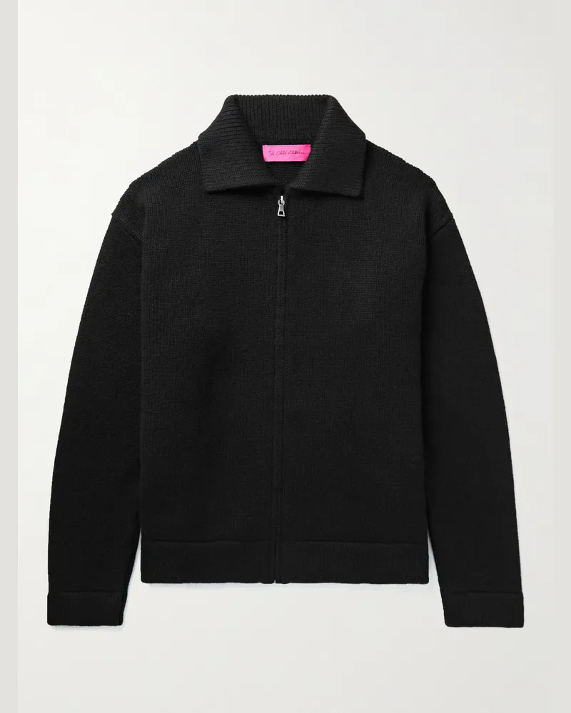 The Elder Statesman Cashmere Zip-Up Sweater Black