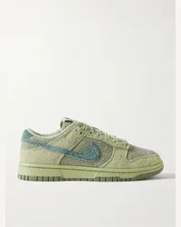 Nike Dunk Low Sneakers aus gebürstetem Veloursleder Grün