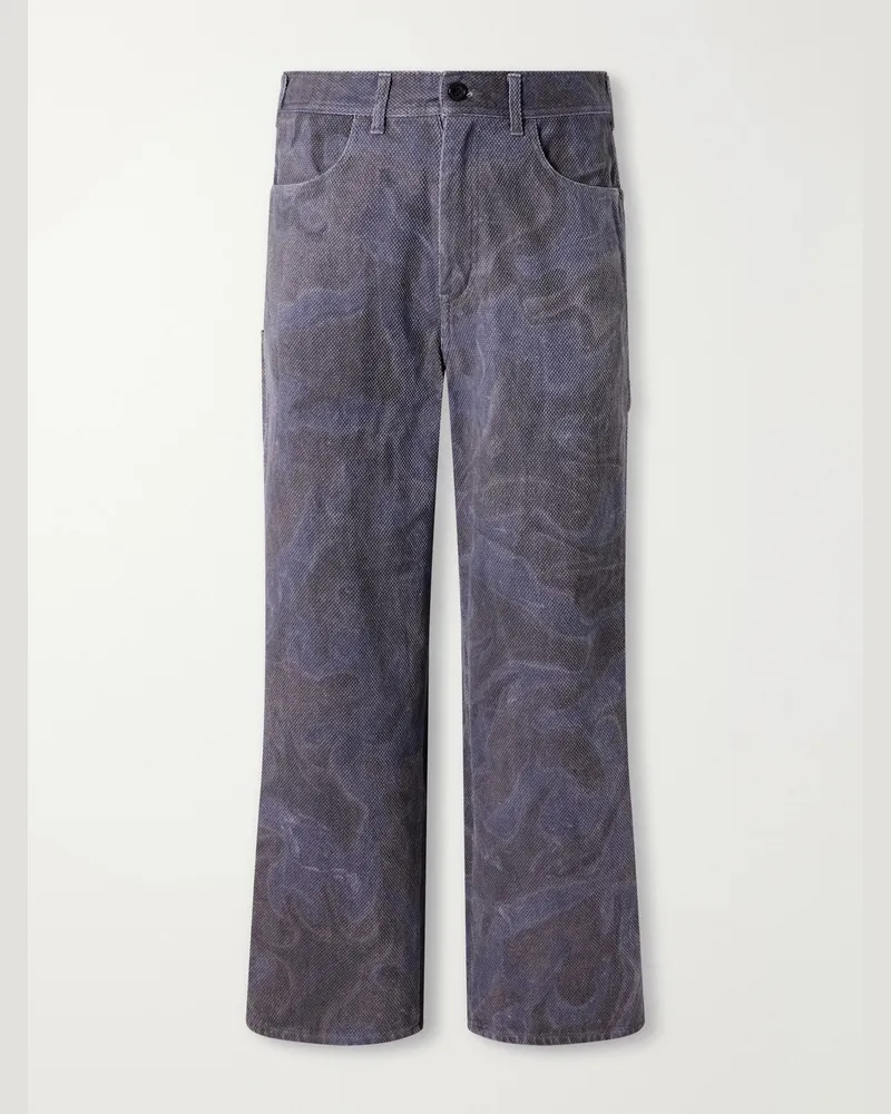 Blue Blue Japan Painter Wide-Leg Sumi Nagashi Cotton-Sashiko Trousers Gray