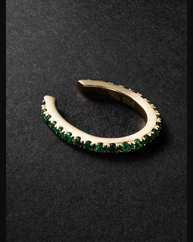 Kolours Spectra ovales Ear Cuff aus 14 Karat Gold mit Smaragden Gold