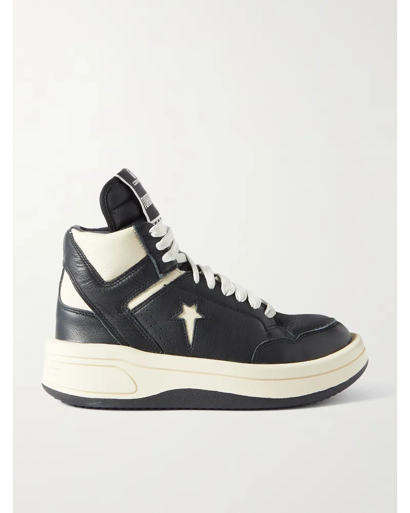 Rick Owens Converse TURBOWPN High-Top-Sneakers aus vollnarbigem Leder Schwarz