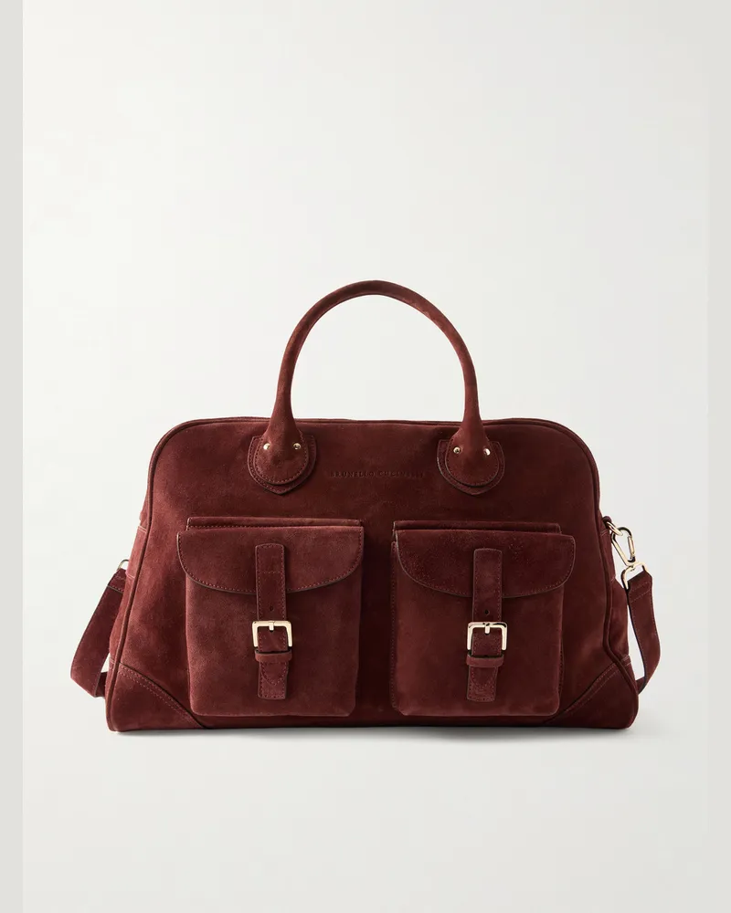 Brunello Cucinelli Suede Weekend Bag Burgundy