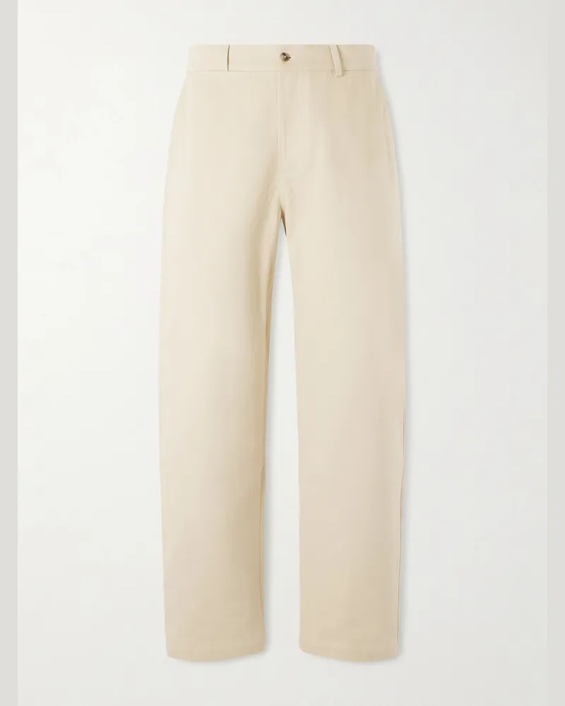 De Bonne Facture Balloon Tapered Cotton-Drill Trousers Yellow